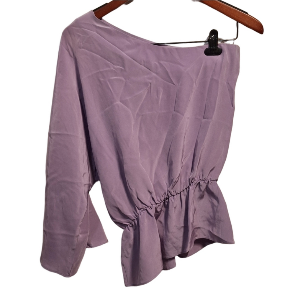 Karina Grimaldi One Shoulder Silk Lilac Top Small